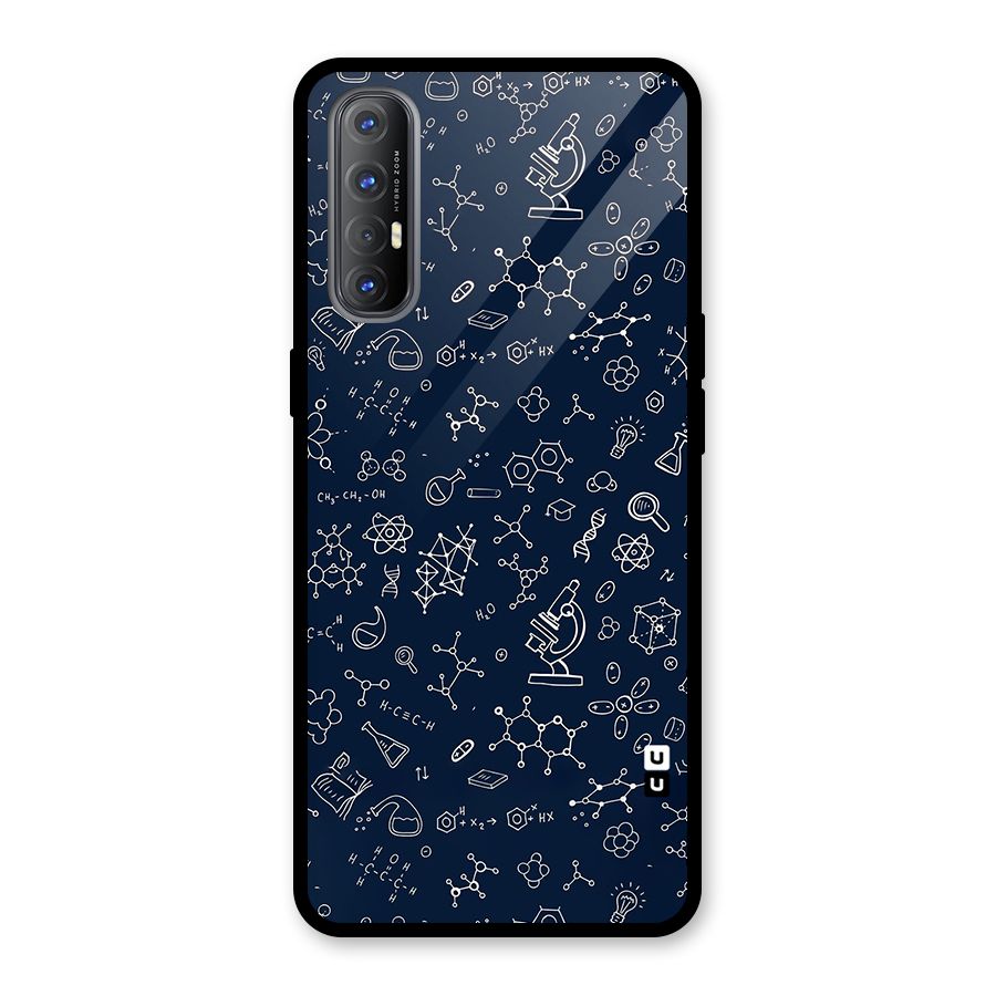 Chemistry Doodle Art Glass Back Case for Oppo Reno3 Pro