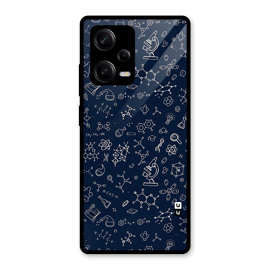 Chemistry Doodle Art Glass Back Case for Redmi Note 12 Pro
