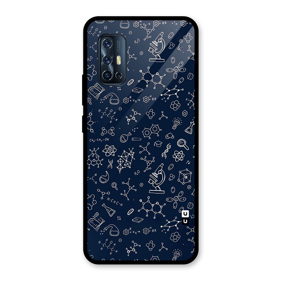 Chemistry Doodle Art Glass Back Case for Vivo V17