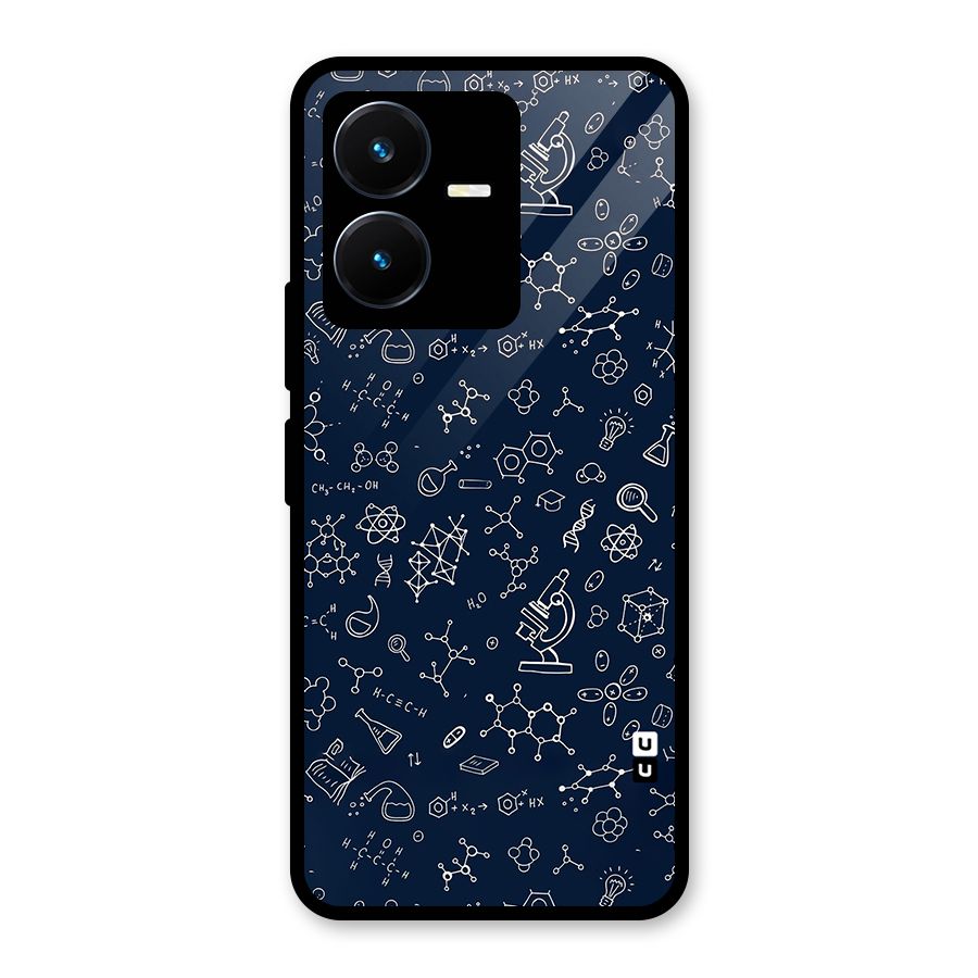 Chemistry Doodle Art Glass Back Case for Vivo Y22