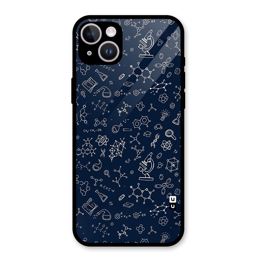 Chemistry Doodle Art Glass Back Case for iPhone 14 Plus