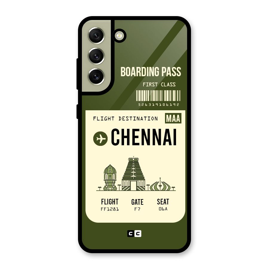 Chennai Boarding Pass Glass Back Case for Galaxy S21 FE 5G