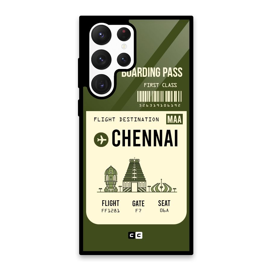 Chennai Boarding Pass Glass Back Case for Galaxy S22 Ultra 5G