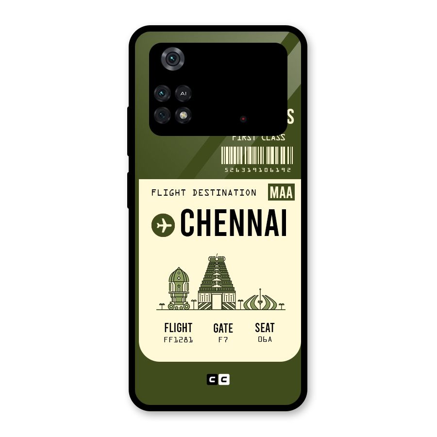 Chennai Boarding Pass Glass Back Case for Poco M4 Pro 4G