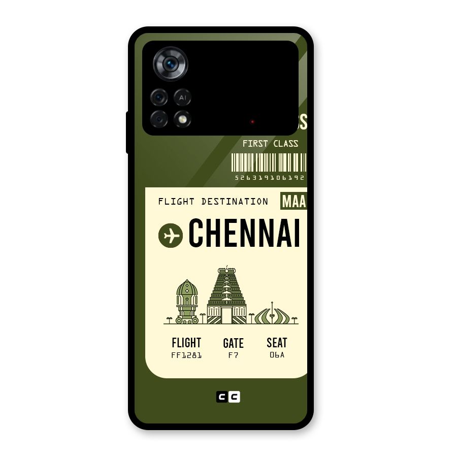 Chennai Boarding Pass Glass Back Case for Poco X4 Pro 5G