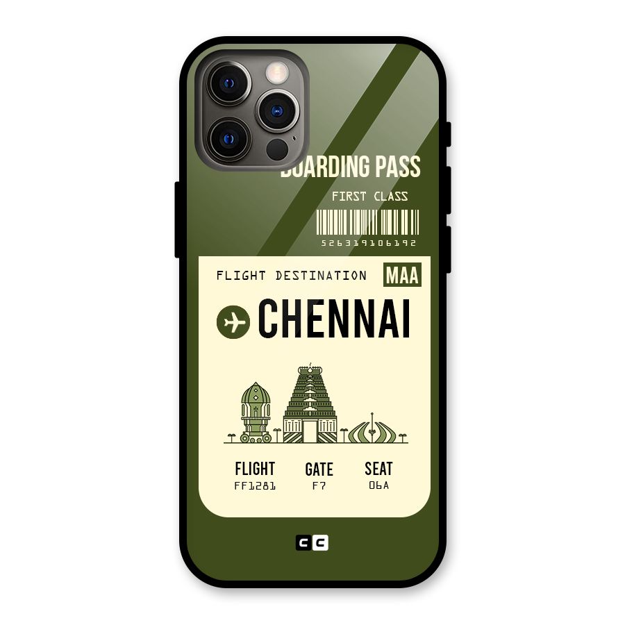 Chennai Boarding Pass Glass Back Case for iPhone 12 Pro