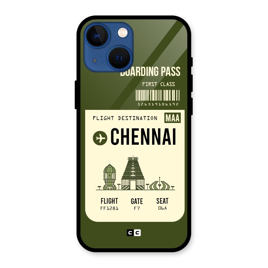 Chennai Boarding Pass Glass Back Case for iPhone 13 Mini