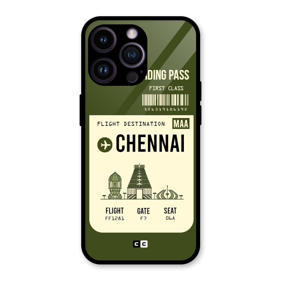 Chennai Boarding Pass Glass Back Case for iPhone 14 Pro Max