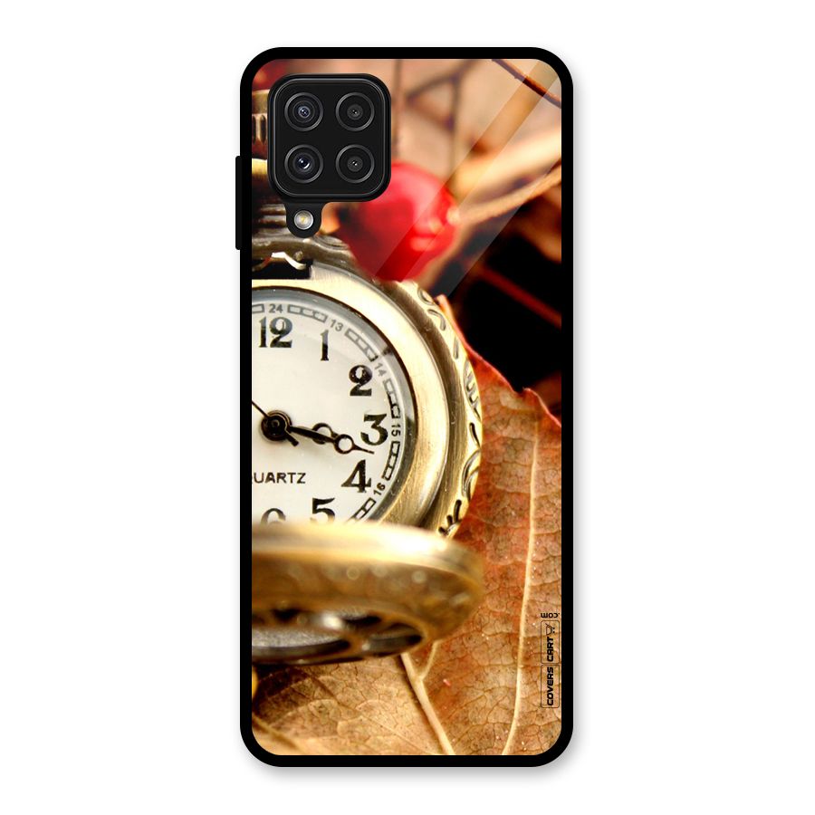 Cherry And Clock Glass Back Case for Galaxy A22 4G