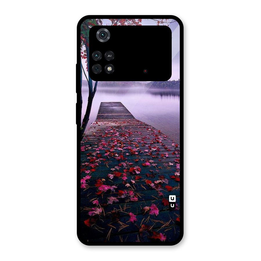 Cherry Blossom Dock Glass Back Case for Poco M4 Pro 4G