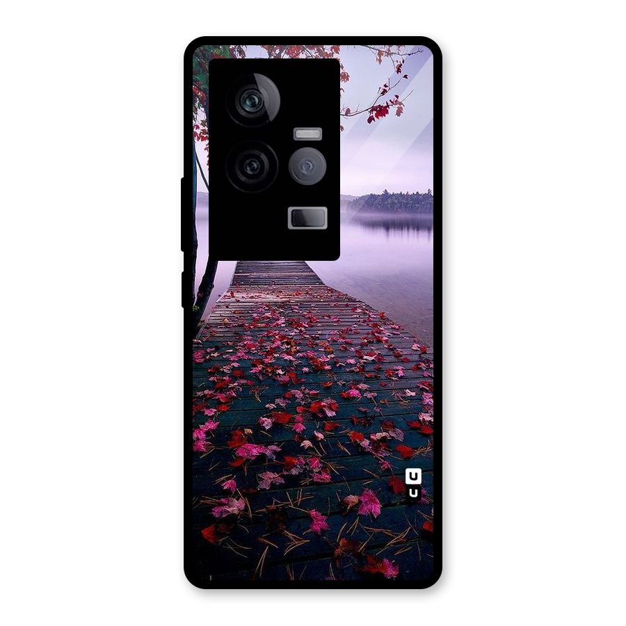 Cherry Blossom Dock Glass Back Case for Vivo iQOO 11 5G
