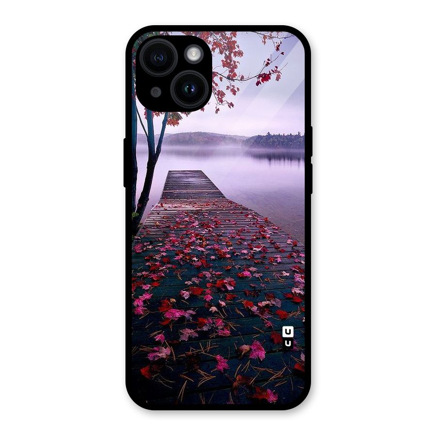Cherry Blossom Dock Glass Back Case for iPhone 14