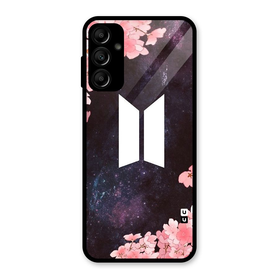 Cherry Blossom Pause Design Glass Back Case for Galaxy A14 5G