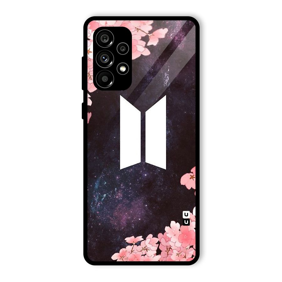 Cherry Blossom Pause Design Glass Back Case for Galaxy A73 5G