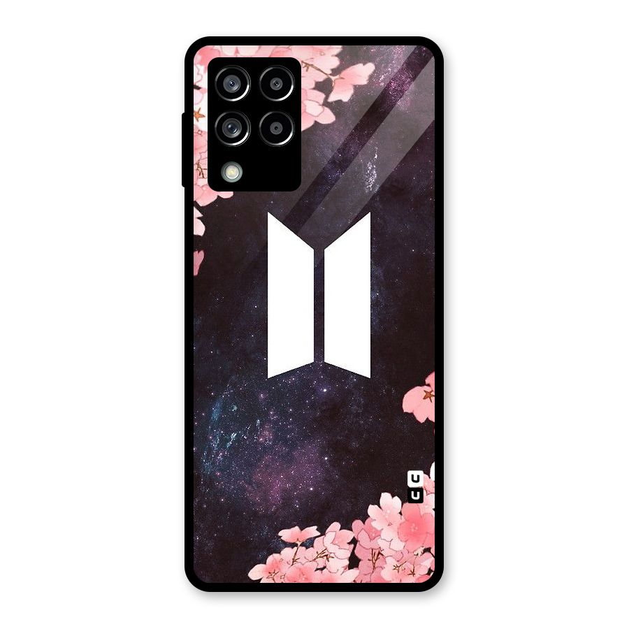 Cherry Blossom Pause Design Glass Back Case for Galaxy M53 5G