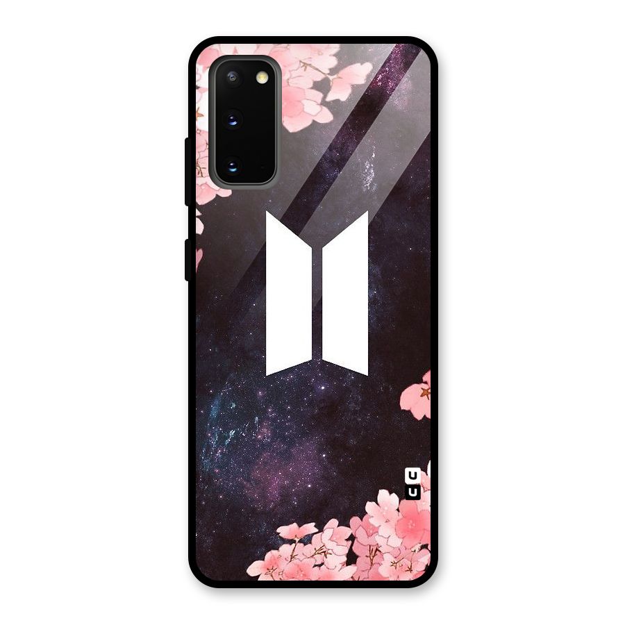 Cherry Blossom Pause Design Glass Back Case for Galaxy S20