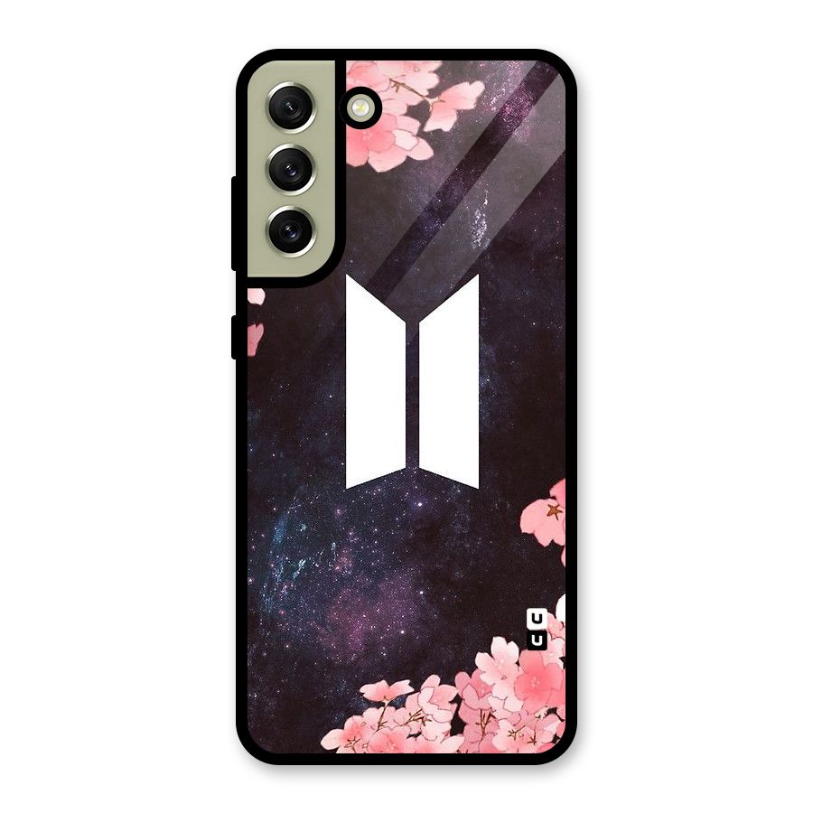 Cherry Blossom Pause Design Glass Back Case for Galaxy S21 FE 5G