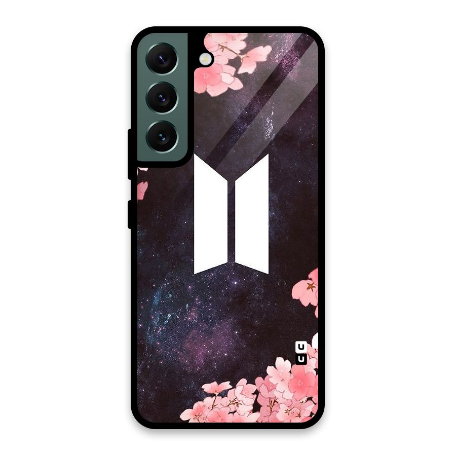 Cherry Blossom Pause Design Glass Back Case for Galaxy S22 5G