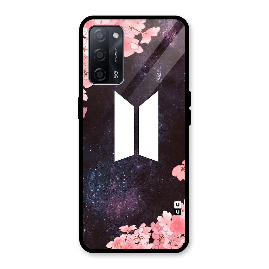 Cherry Blossom Pause Design Glass Back Case for Oppo A53s 5G