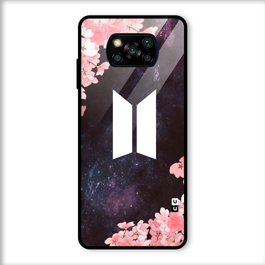 Cherry Blossom Pause Design Glass Back Case for Poco X3