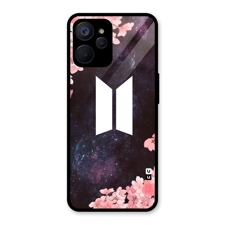 Cherry Blossom Pause Design Glass Back Case for Realme 9i 5G