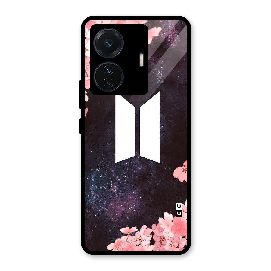 Cherry Blossom Pause Design Glass Back Case for Vivo T1 Pro