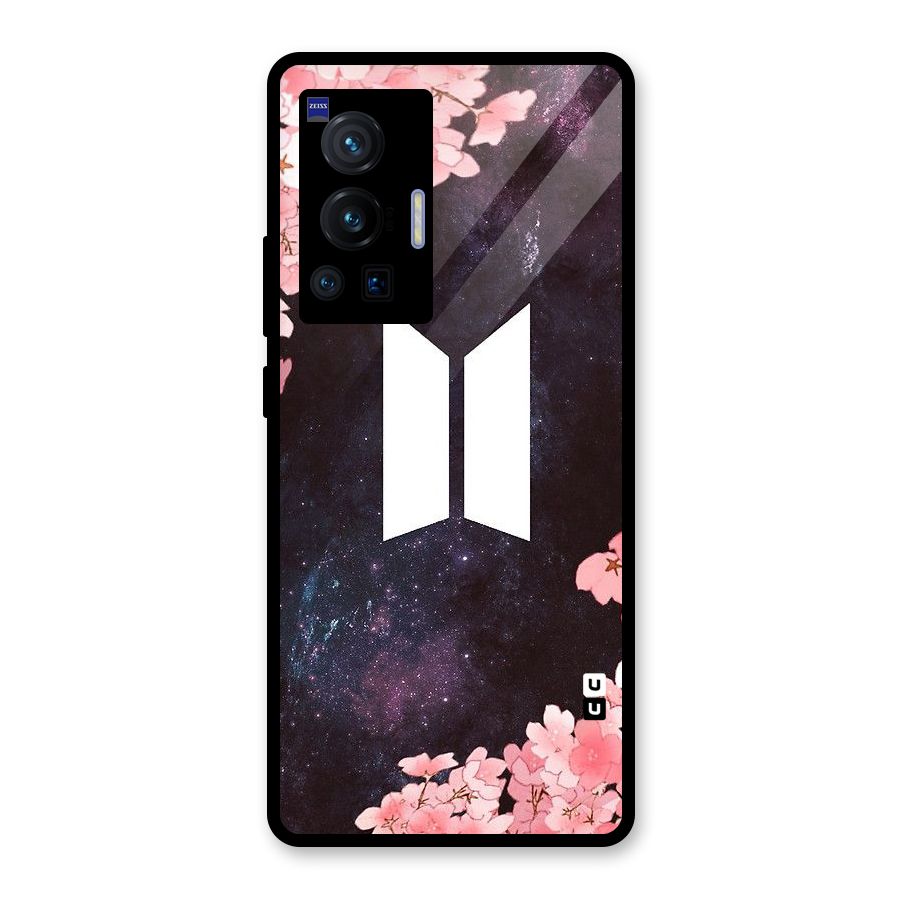 Cherry Blossom Pause Design Glass Back Case for Vivo X70 Pro