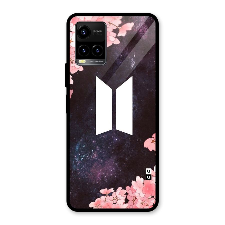 Cherry Blossom Pause Design Glass Back Case for Vivo Y21T
