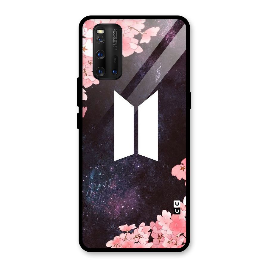 Cherry Blossom Pause Design Glass Back Case for Vivo iQOO 3