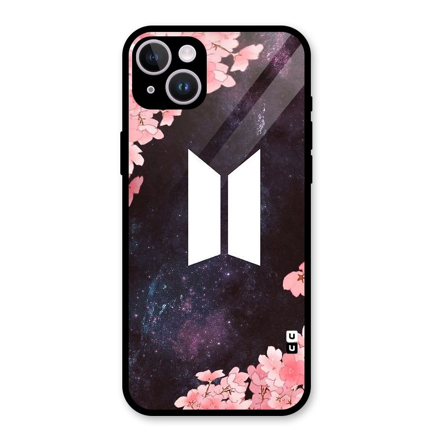 Cherry Blossom Pause Design Glass Back Case for iPhone 14 Plus