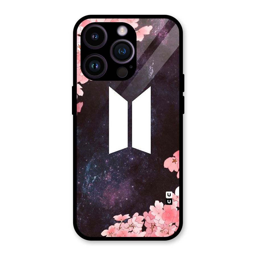 Cherry Blossom Pause Design Glass Back Case for iPhone 14 Pro