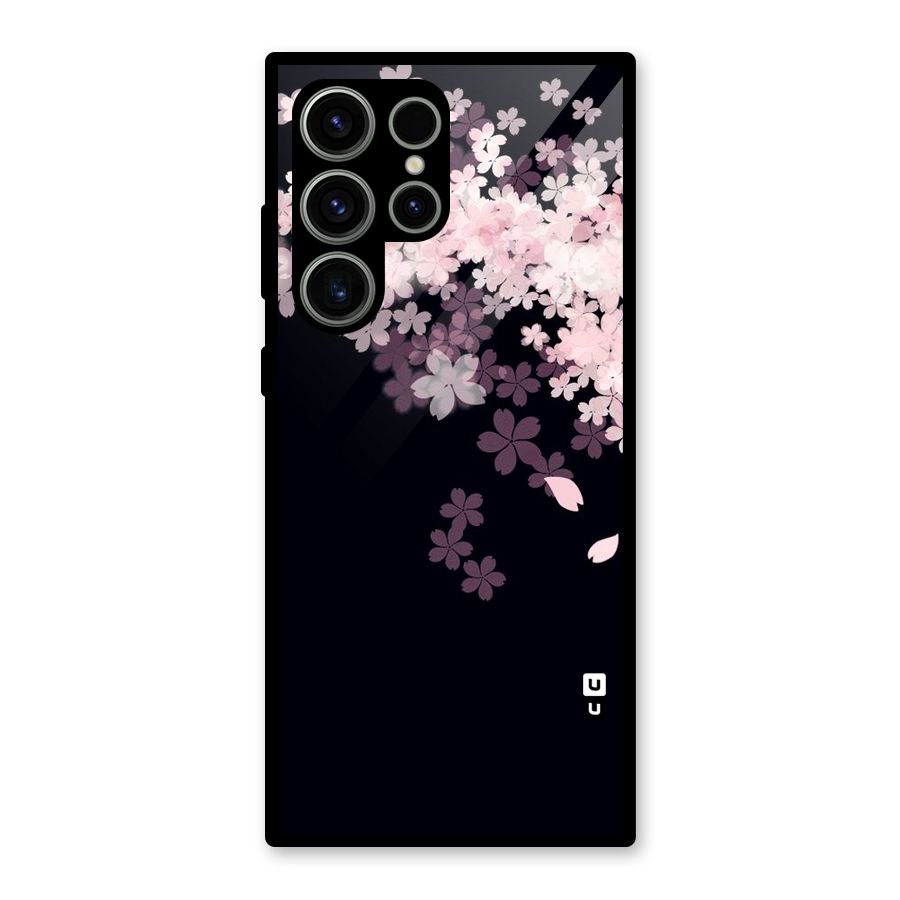 Cherry Flowers Pink Glass Back Case for Galaxy S23 Ultra