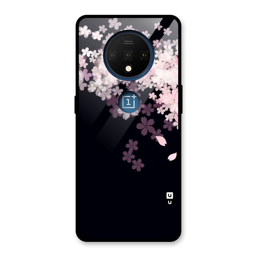 Cherry Flowers Pink Glass Back Case for OnePlus 7T