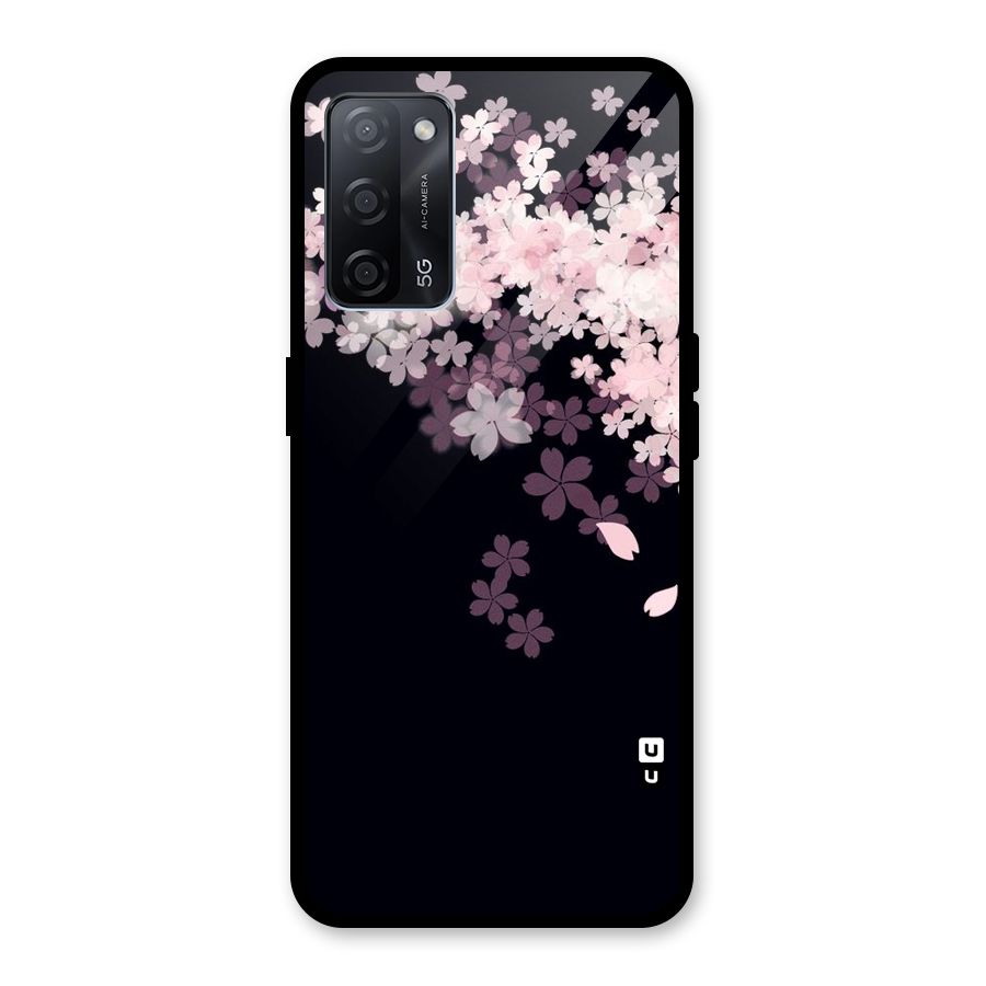 Cherry Flowers Pink Glass Back Case for Oppo A53s 5G