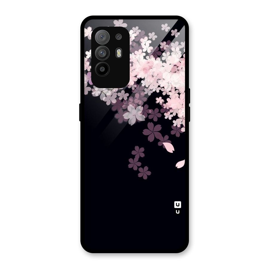 Cherry Flowers Pink Glass Back Case for Oppo F19 Pro Plus 5G