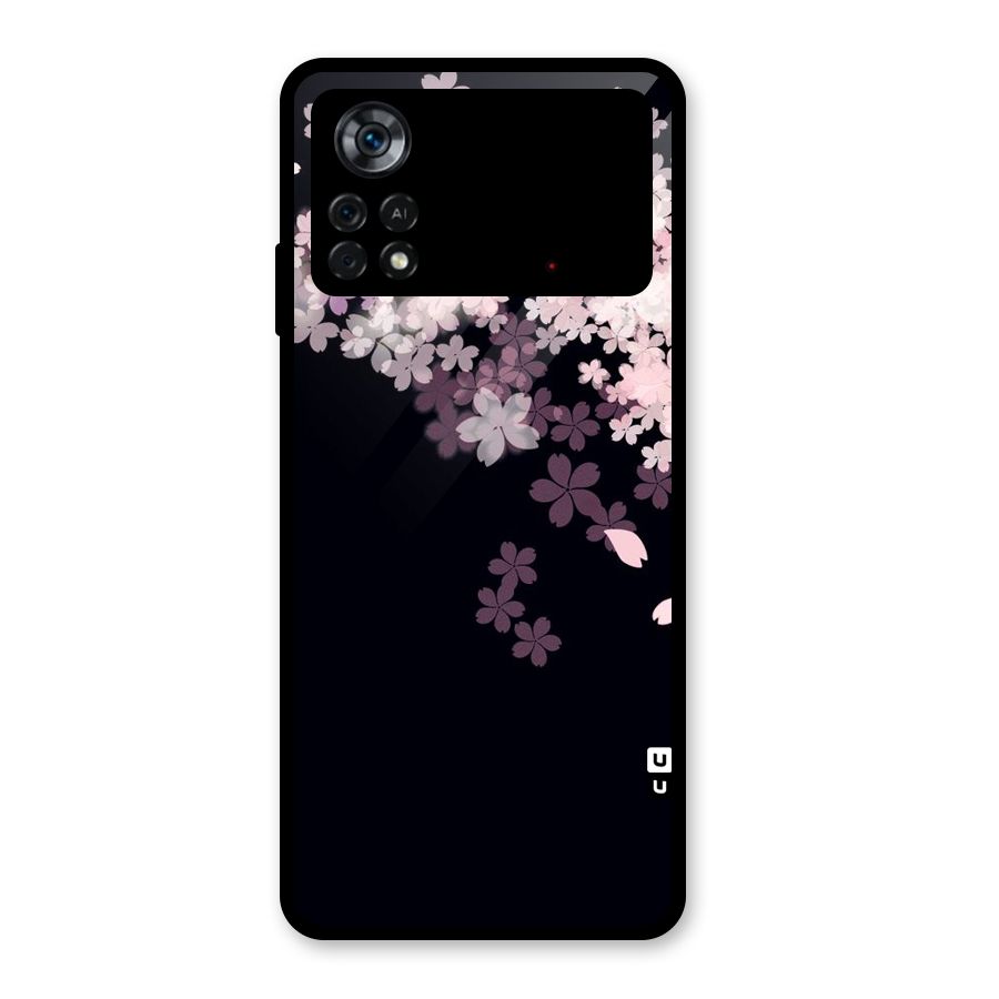 Cherry Flowers Pink Glass Back Case for Poco X4 Pro 5G