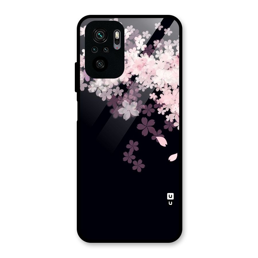 Cherry Flowers Pink Glass Back Case for Redmi Note 10S