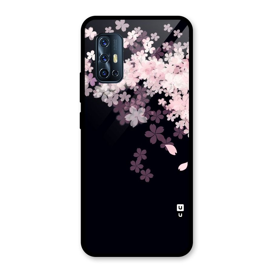 Cherry Flowers Pink Glass Back Case for Vivo V17
