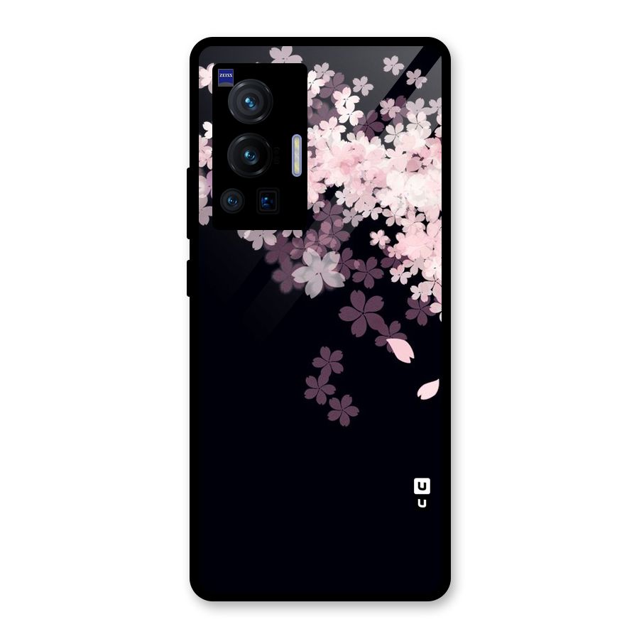 Cherry Flowers Pink Glass Back Case for Vivo X70 Pro
