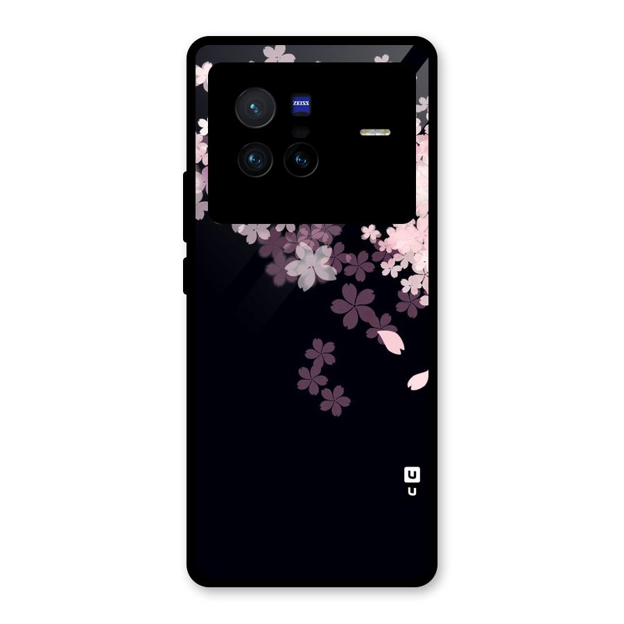 Cherry Flowers Pink Glass Back Case for Vivo X80