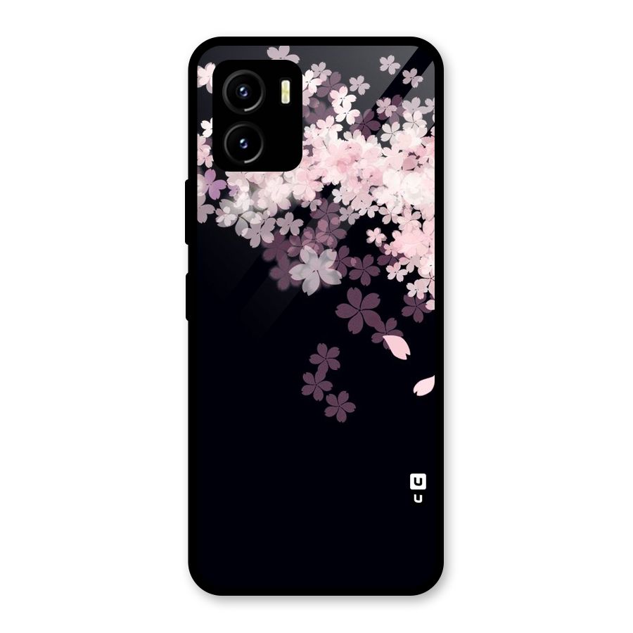 Cherry Flowers Pink Glass Back Case for Vivo Y15s
