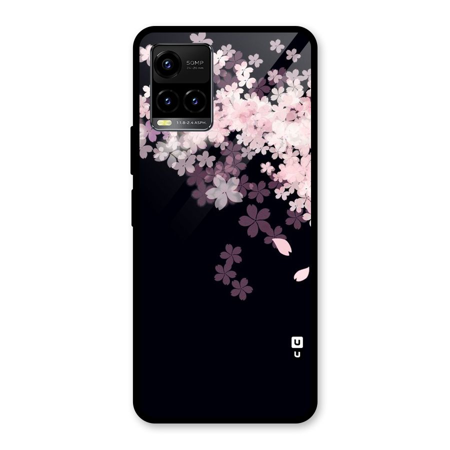 Cherry Flowers Pink Glass Back Case for Vivo Y21T