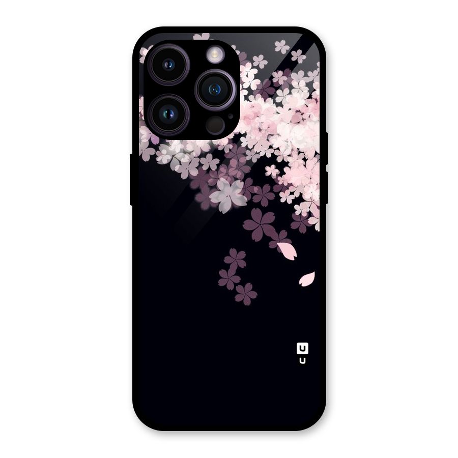 Cherry Flowers Pink Glass Back Case for iPhone 14 Pro Max
