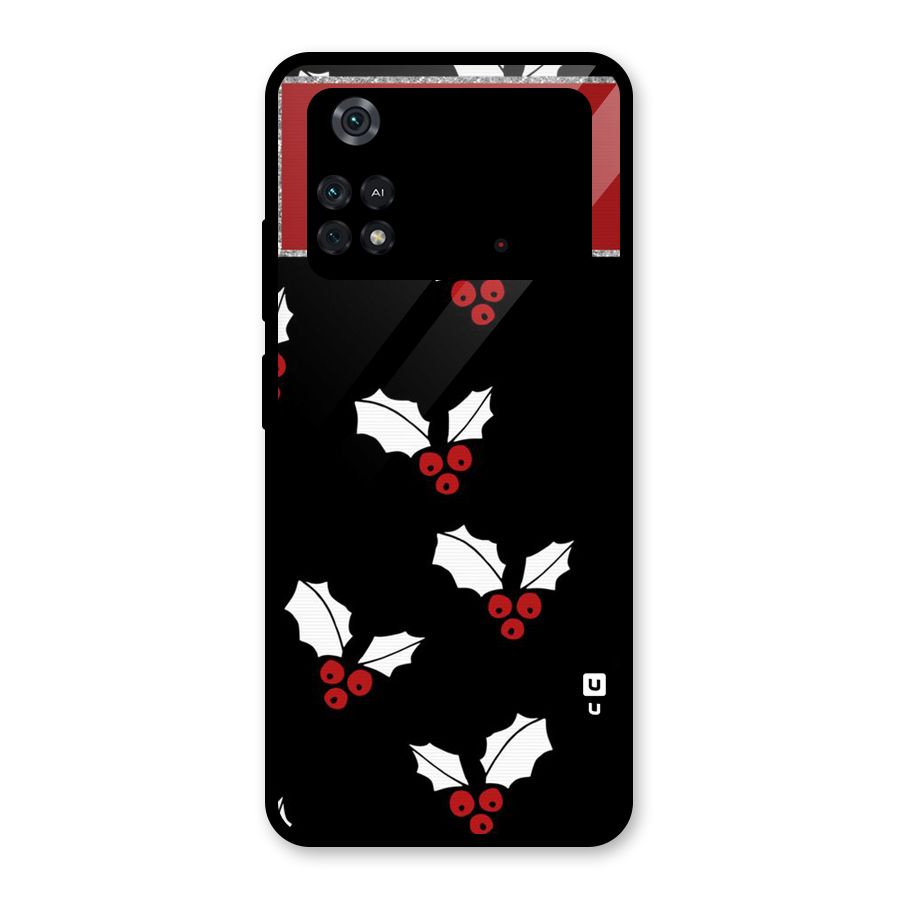 Cherry Leaf Design Glass Back Case for Poco M4 Pro 4G
