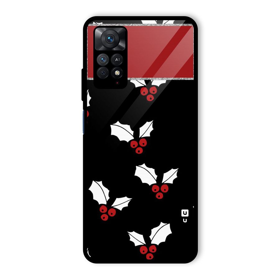 Cherry Leaf Design Glass Back Case for Redmi Note 11 Pro
