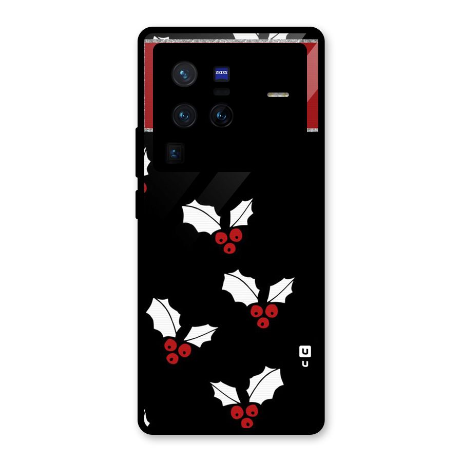 Cherry Leaf Design Glass Back Case for Vivo X80 Pro