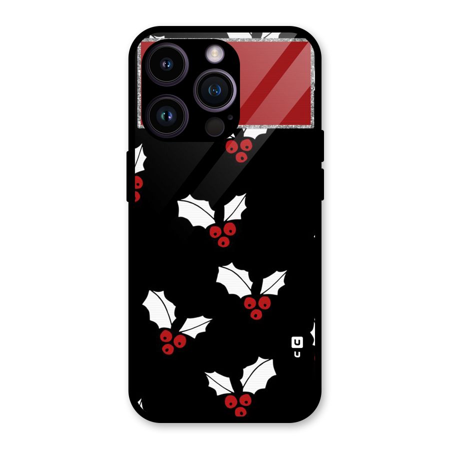 Cherry Leaf Design Glass Back Case for iPhone 14 Pro