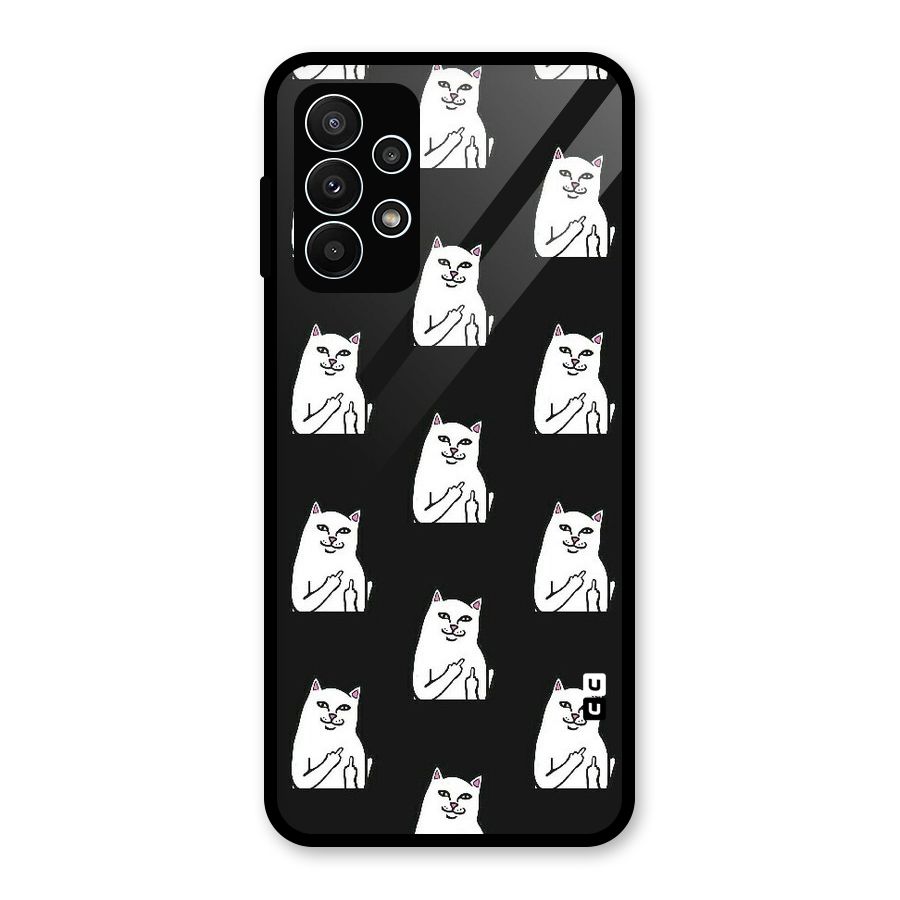 Chill Cat Pattern Glass Back Case for Galaxy A23