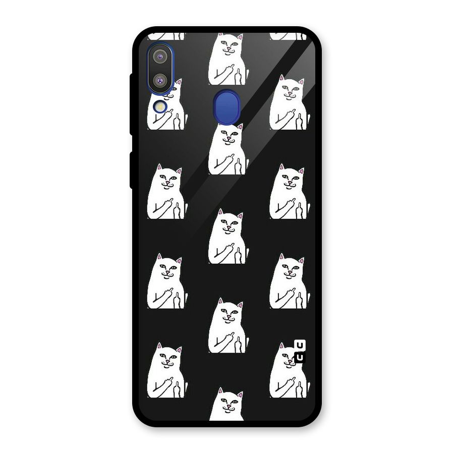 Chill Cat Pattern Glass Back Case for Galaxy M20