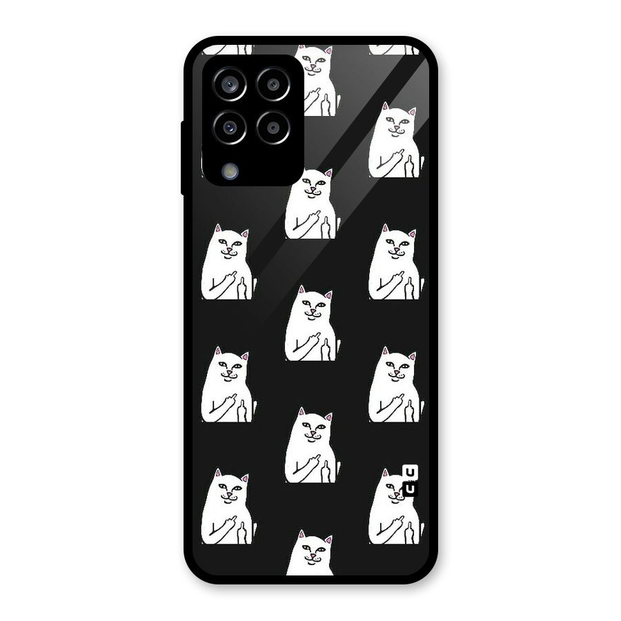 Chill Cat Pattern Glass Back Case for Galaxy M33